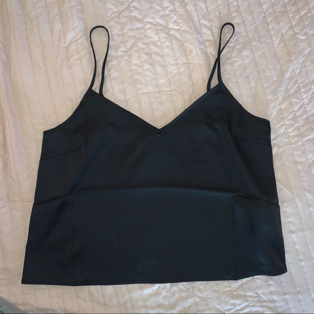 Forever 21 satin, cropped, spaghetti strap tank